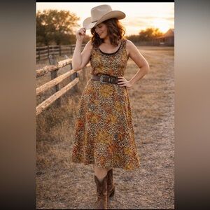 Vintage TRIBAL Mesh Fabric/Mesh lining Patterned Sleeveless Dress size 4.